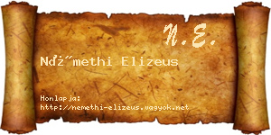 Némethi Elizeus névjegykártya